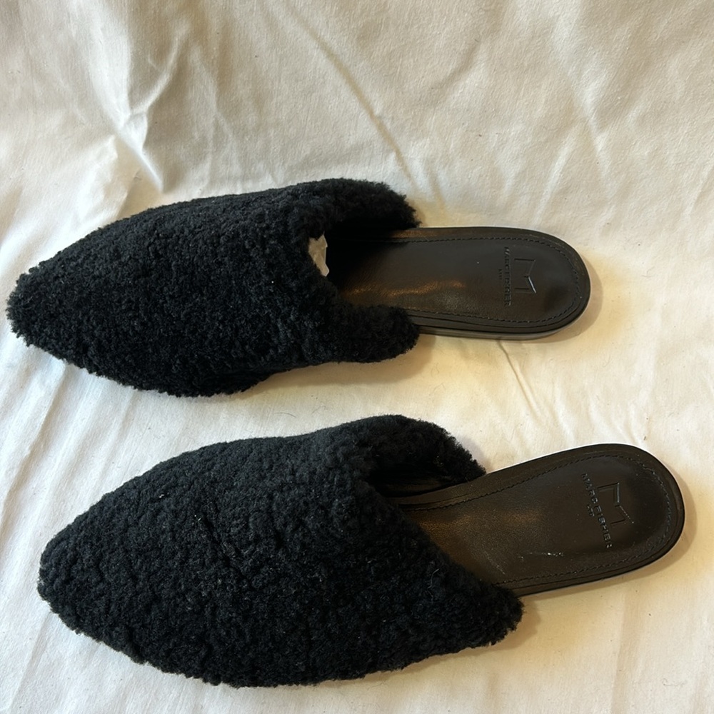 Marc Fisher LTD Womens Black Sibrinna Shearling Mules-Size 10 M NWOB - Picture 3 of 9